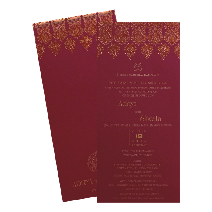 Dark Raspberry Single Wedding Card