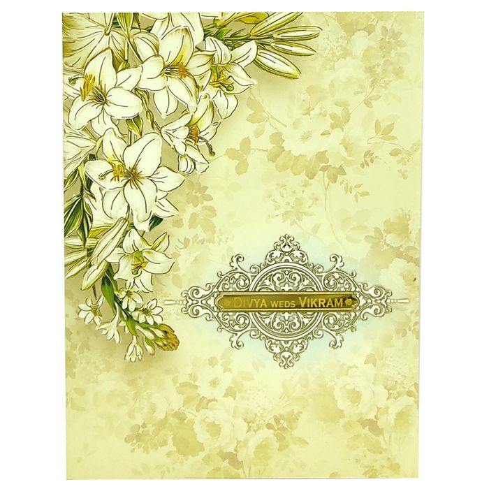 Green Classic White Floral Design With Name Plate-KNKC4047