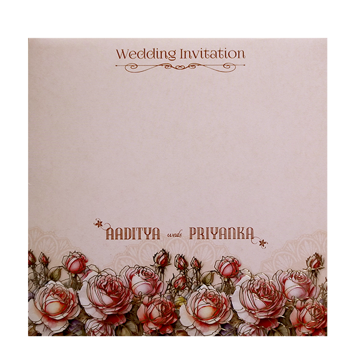 Pastel Pink Rose Padded Wedding Card