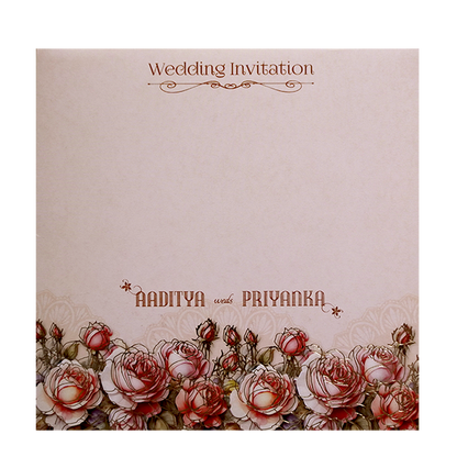 Pastel Pink Rose Padded Wedding Card