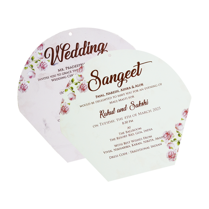 Pink Floral Laser Cut Nameplate Invitation Card