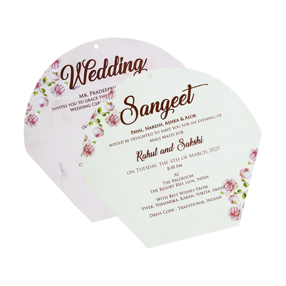 Pink Floral Laser Cut Nameplate Invitation Card