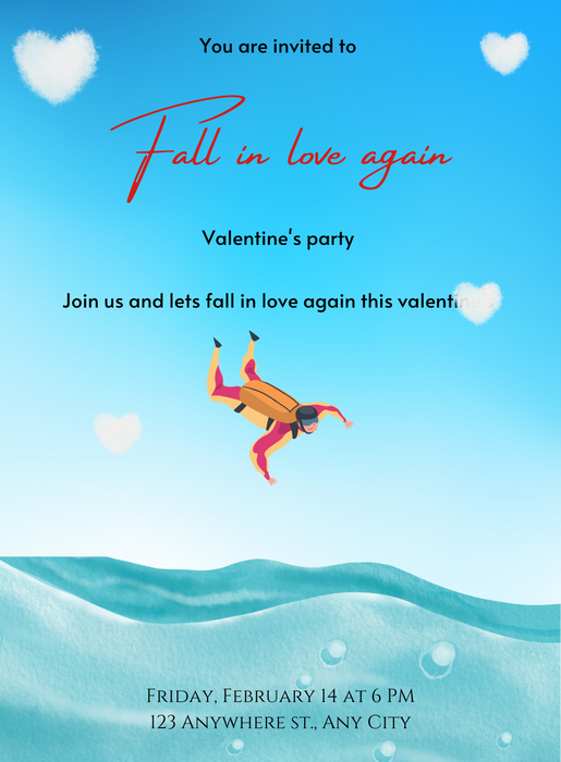 Splash of Love Valentine s day Invitation