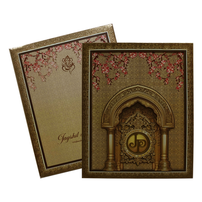 Cream Premium MDF Pop up Wedding Invitation