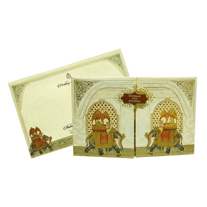 White Elephant Padded Invitation Card