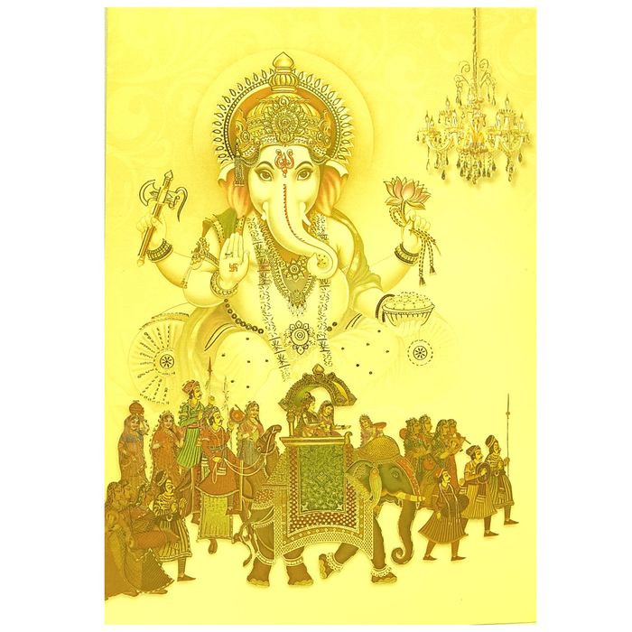 Uncoated Classic Ganesha With Baraat Designer Card-KNKC4040