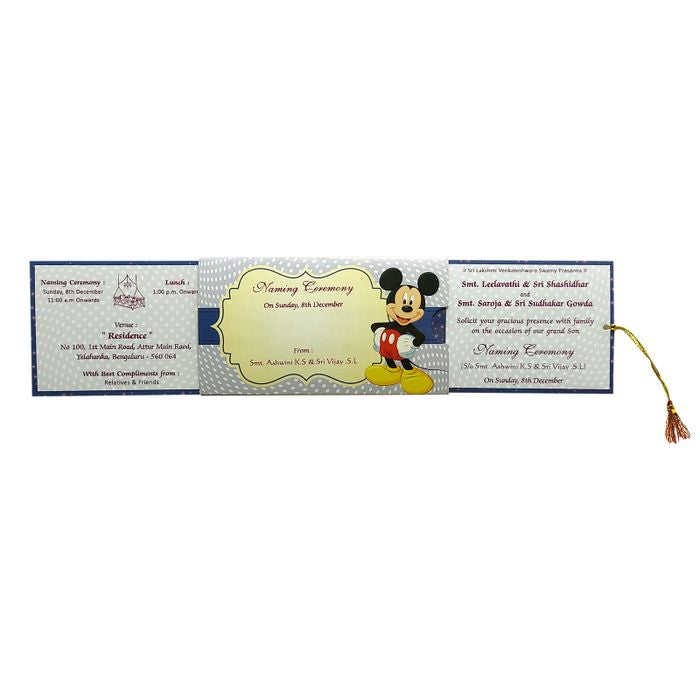 Blue Mickey Mouse Birthday Slide Invitation Card