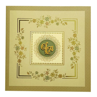 Brown Floral Nameplate Wedding Card