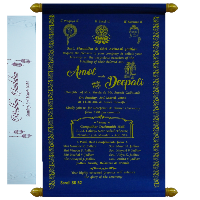 Dark Blue Scroll Card
