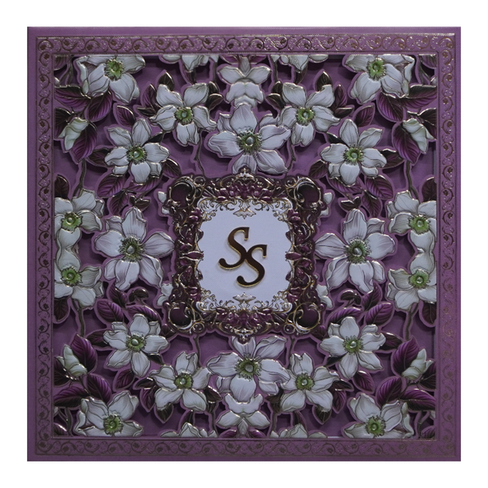 Lavender Pink Floral Padded Wedding Card