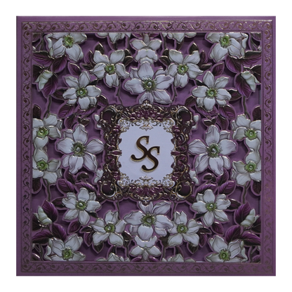 Lavender Pink Floral Padded Wedding Card