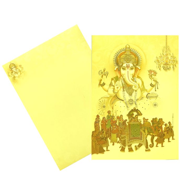 Uncoated Classic Ganesha With Baraat Designer Card-KNKC4040