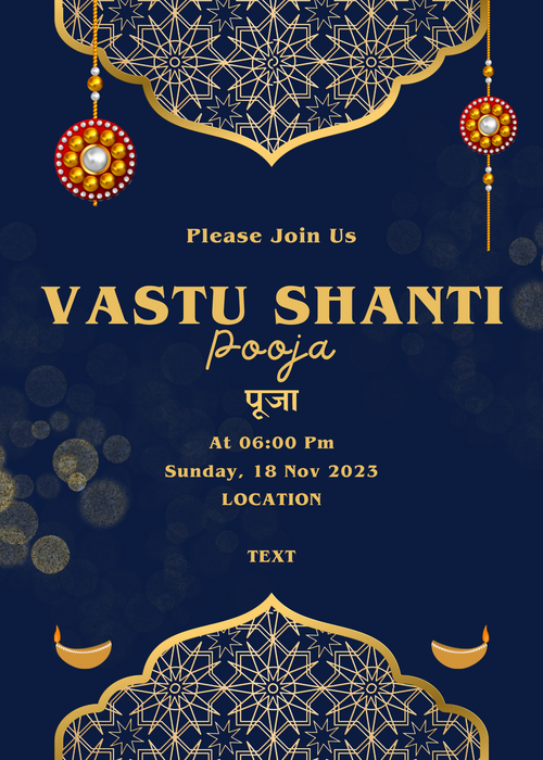 Blue Fine Design Vaastu Shanti Invitation