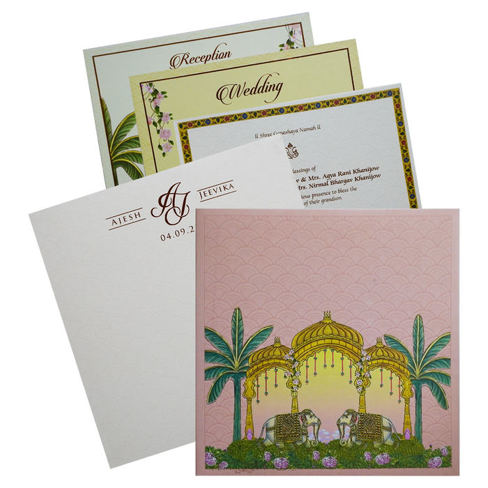 Pale Salmon Pink Wedding Card