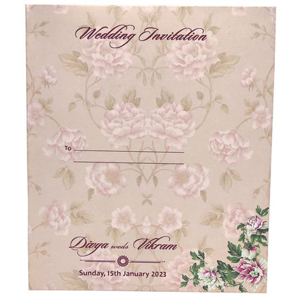 Cream Floral Laser Cut Invitation Card-KNKA8061