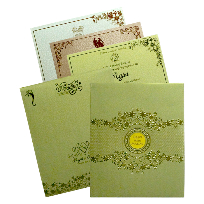 Metallic Olive Green Padded Invitation