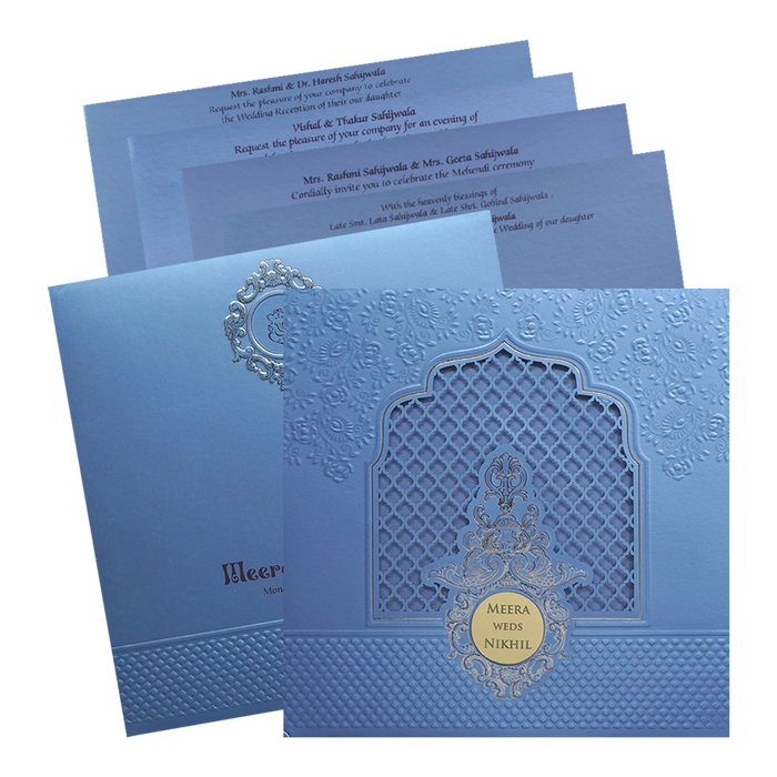 Light Blue MDF Wedding Card