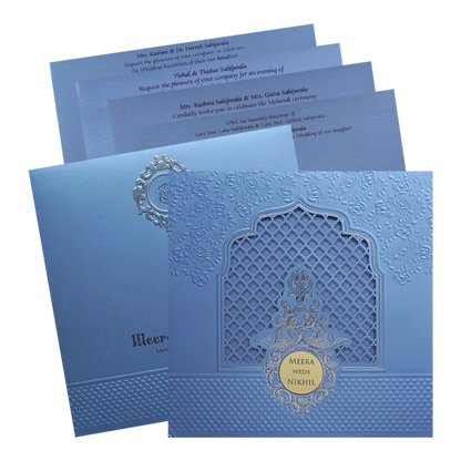 Light Blue MDF Wedding Card