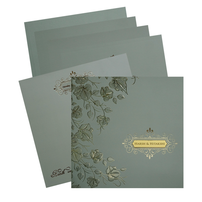 Grey Floral Marriage Card