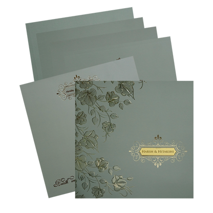 Grey Floral Marriage Card