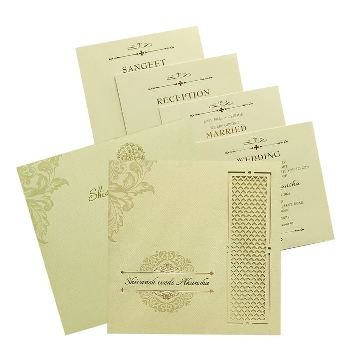Beige Laser Cut Invitation Card