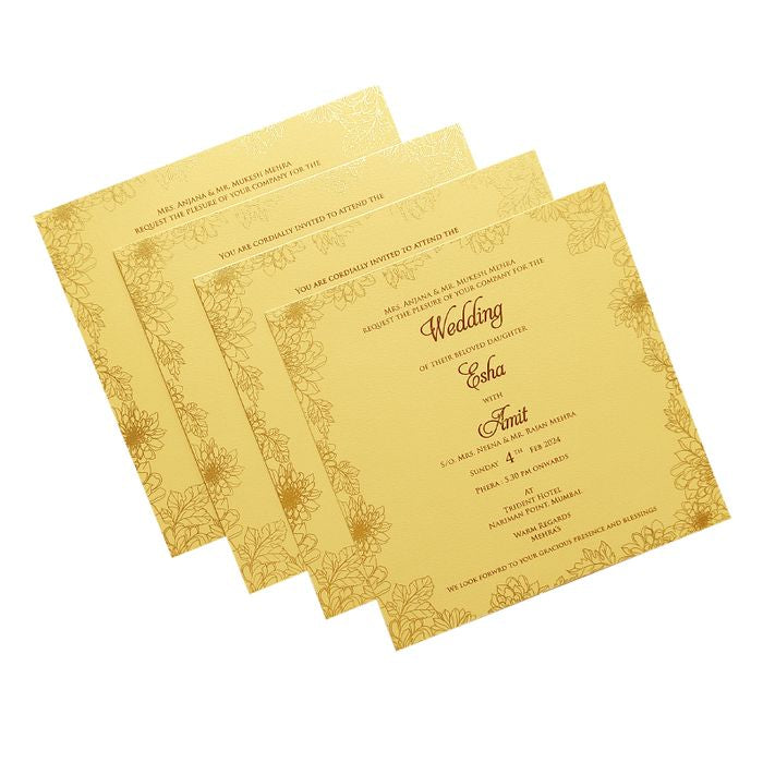 Khaki Brown Floral Box Marriage Card