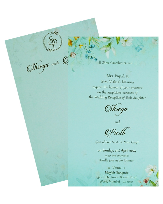 Blue Floral Single Card Design