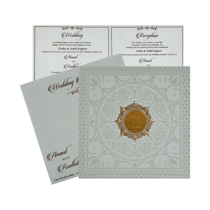 Grey Mandala Wedding Invitation Card