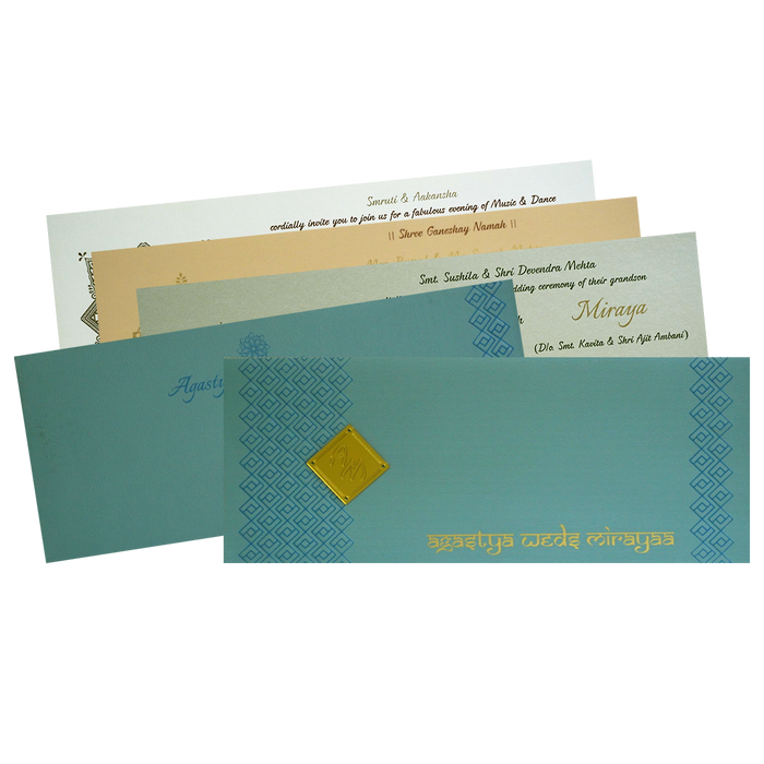 Azure Blue Design Wedding Card
