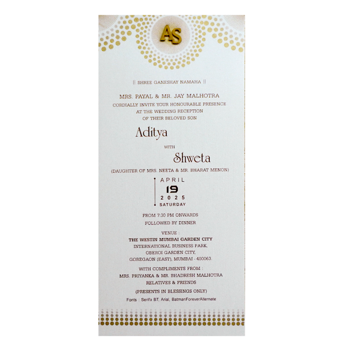 Silky White Single Wedding Card
