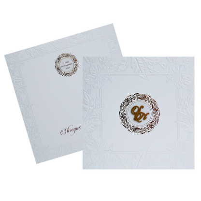 White Embossed Leaf Box Invitation Card