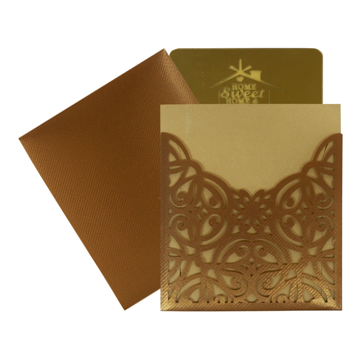 Brown Laser Cut with Acrylic Wedding Invitation Card