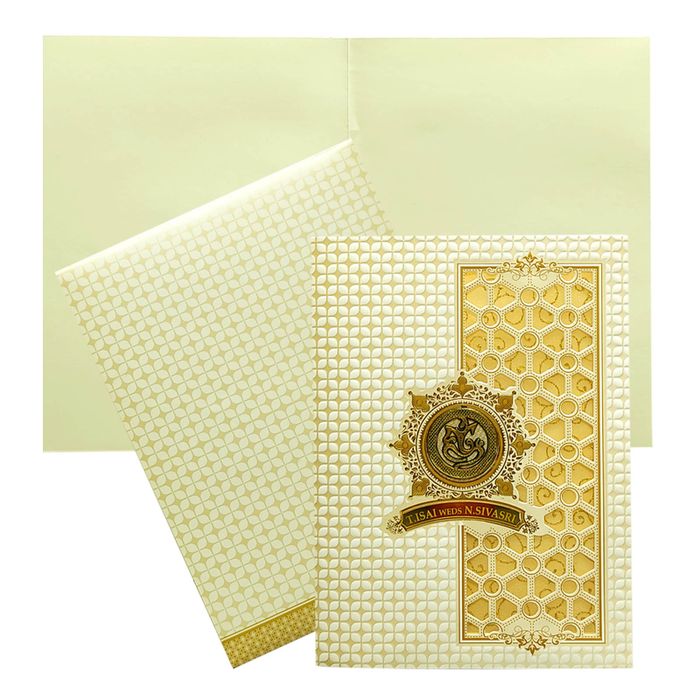 White Laser Cut Nameplate Invitation Card