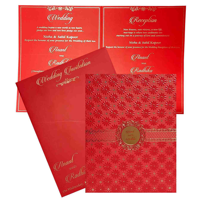 Red Floral Wedding Card Design