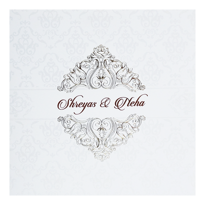 White Classic Design Marriage Invitation Card