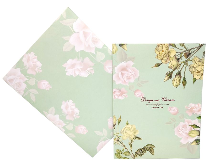 Green Abstract Floret In Jumbo Size With Pink Flowers