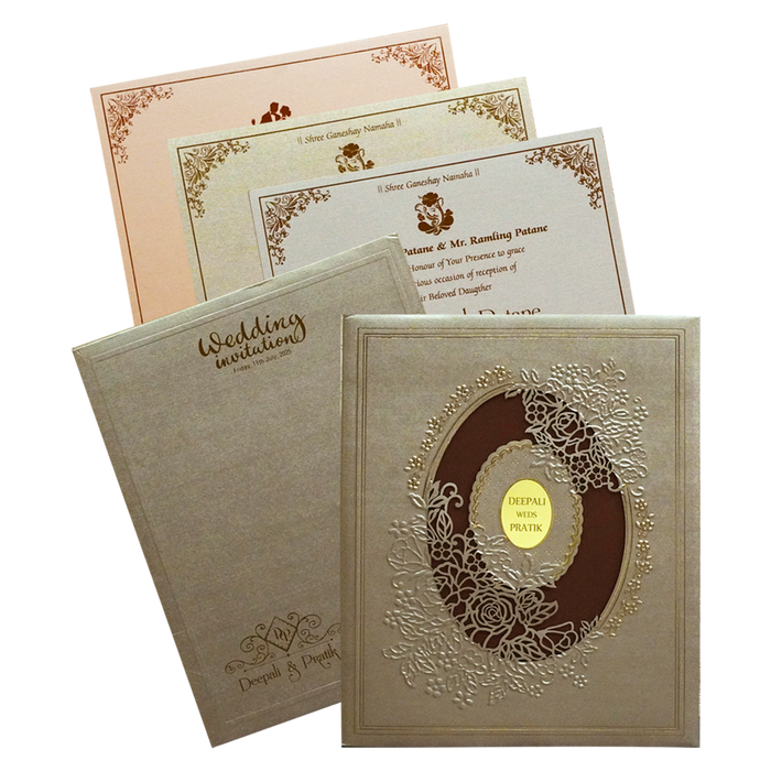 Brown Padded Wedding Card