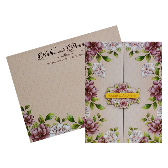 Peach Door Nameplate Wedding Card