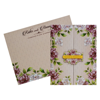 Peach Door Nameplate Wedding Card