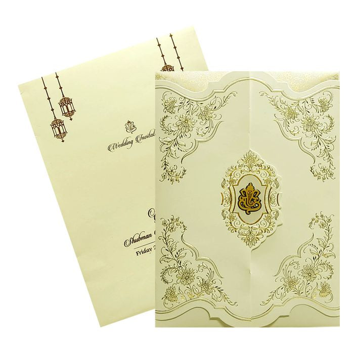 White Floral Wedding Invitation Card