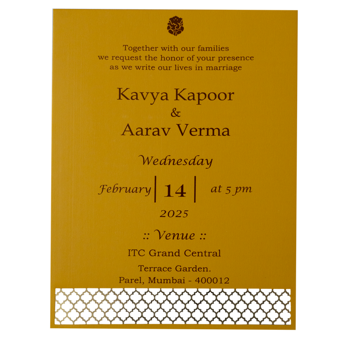 Mustard Laser Cut Single Invitation Card
