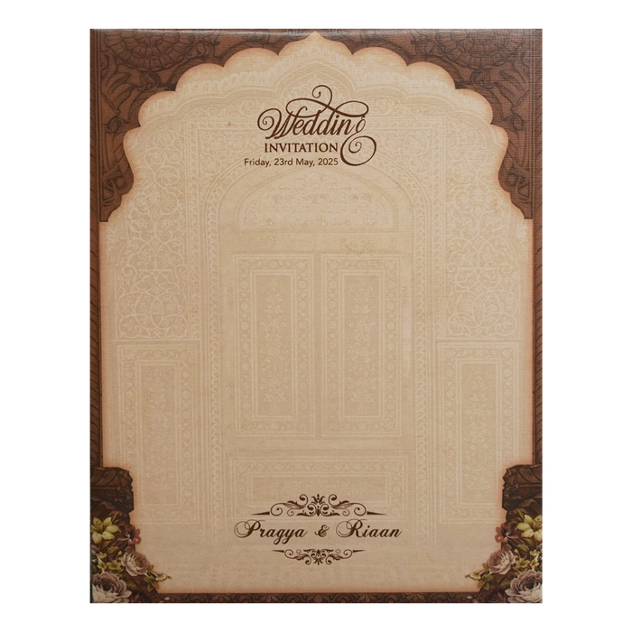 Sandalwood Bride Groom Invitation Card