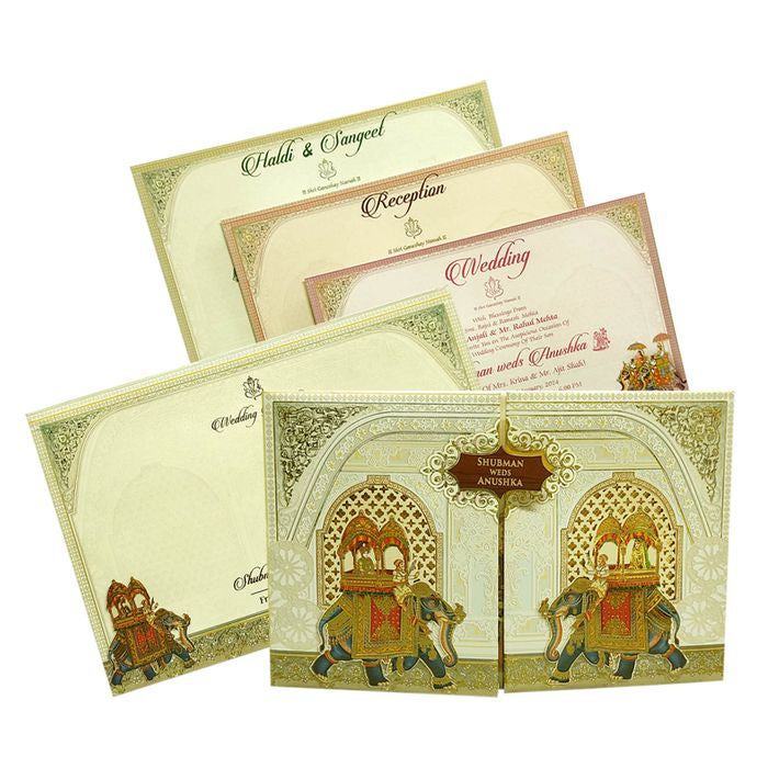 White Elephant Padded Invitation Card