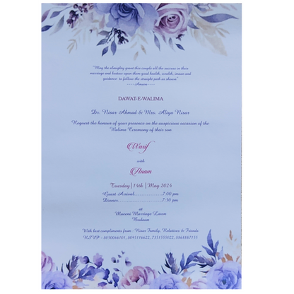 Violet Floral Scroll Invitation Card