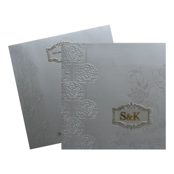 Sliver Floral Wedding Card