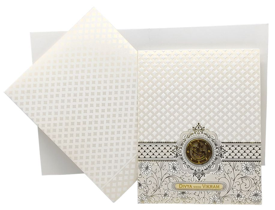 Gold White Jumbo Size In Floral Screen Printing-KNJG193W