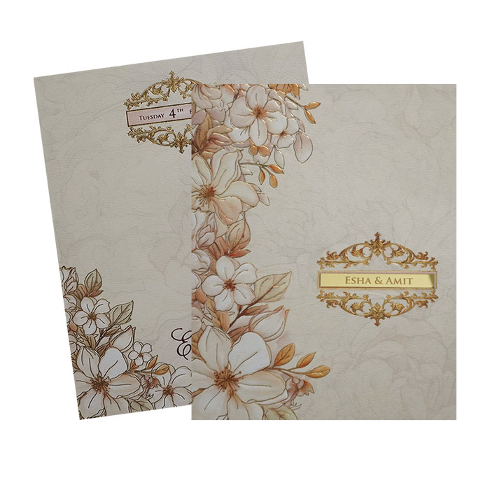 Cream Floral Wedding Card