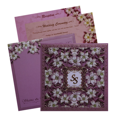 Lavender Pink Floral Padded Wedding Card