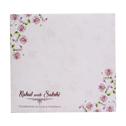Pink Floral Laser Cut Nameplate Invitation Card