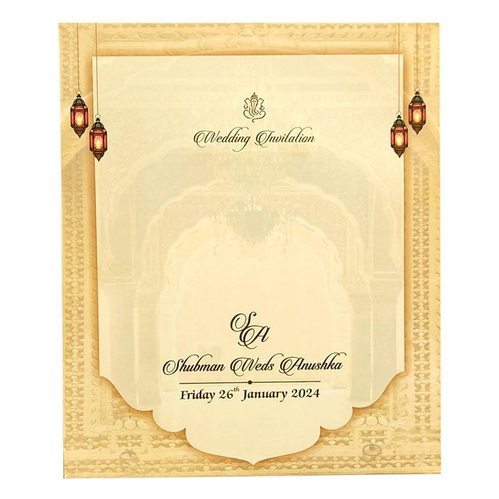 Cream Traditional Laser Cut Wedding Card